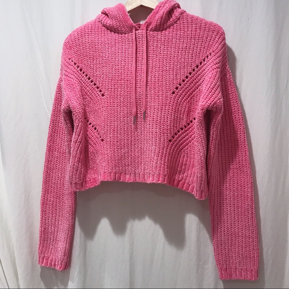 Chenille Cropped Hoodie